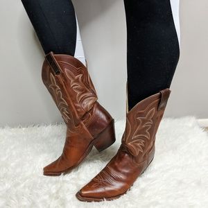 Justin Brown Leather Point Cowboy Western Boot 9.5